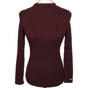OGL EcoMousse LiteWarm Mock Neck Long Sleeve Brami Top Ruby Size Small